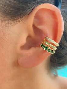1pc Fashionable Personalized Geometric C-Shaped 18K Gold Plated Zirconia Ear Clip Ear Bone Clip
