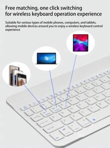 Teclado inalámbrico, ultra delgado de 10 pulgadas, silencioso y recargable, para tableta/portátil, mini teclado