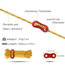 6pcs Heavy-Duty Windproof & Ultralight Tent Tie Down Rope Set | 4mm 4m High-Tensile Nylon Cords With Aluminum Adjuster Tensioner | Reflective Camping Ropes For Tent, Tarp, Canopy Shelter, Climbing & Hiking | Elastic Storage Pouch & Quick-Release Buckle Included