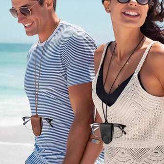 磁性眼镜收纳颈包夹，防滑合成皮革眼镜带，时尚友好的眼镜架，适合各种活动，外出携带方便，眼镜钥匙皮革眼镜配件旅行必需品旅行配件旅行包度假假期返校学校用品眼镜盒太阳镜女士