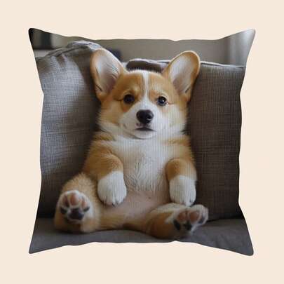 1 件 Rocky Style 柯基犬抱枕套，18 英寸 X 18 英寸，可机洗拉链封口涤纶装饰垫，适合所有房间类型，不含枕芯