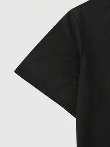 Manfinity Homme Camisetas de algodón para hombre, corte de cuello redondo ajustado, manga corta, camiseta gráfica casual de verano con ancla de poliéster en azul marino - Negro - Ver 4