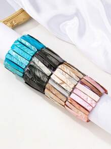 1 pieza Brazalete elástico de material de concha natural con estilo de moda europeo-americano, para uso diario
