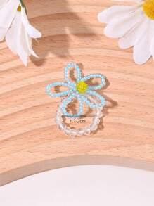 1 Stück charmiger Perlenblumen-Elastikring, farbenfroher & frischer Urlaubsstil, geeignet für Alltag, Party, Geschenke von Frauen, Ganzjährig