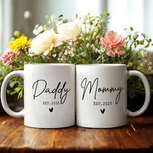 2件套2025年新生儿父母马克杯套装，送给新生儿父母的礼物，2025年准父母礼物，宝宝性别揭晓/怀孕公告礼物，送给新手爸妈的礼物，情人节/开学礼物 - 彩色 - 查看 5