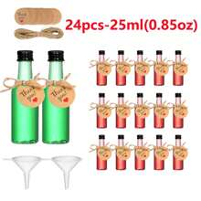 48pcs 25ml 50ml Mini Liquor Bottles Set, Mini Empty Plastic Shot Bottles, Airtight Spirit Bottle With Caps Mini Wine Bottles, Bar Party Supplies Thanksgiving, Halloween, And Christmas Are Applicable Durable Multi-Use For Juice, Sauces, Coffee