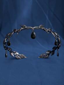 1pc Crystal Leaf Headband Crystal Hair Accessories Jeweled Headband Wedding Headpiece For Bride Retro Leaf Necklace Rhinestone Forehead Hairband Pendant Headband Bride Headdress - Multicolor - View 8