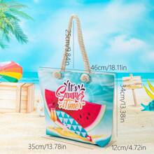 New Fashion Print Shoulder Bag, Casual Beach, Student, Shopping, Holiday Essential, Spacious