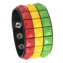 1pc Punk Style Multicolor Square Rivet Bracelet, Fashion Bangle For Men And Women, Street Casual, Club, Halloween, Simple Design To Showcase Unique Personalized