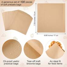 50pcs Disposable Burger Paper Bags, Food-Sandwich Bags With Handles, Perfect For Donuts, Pastries, And Snack Packaging - Beige, Brown, Black, White, Brown - Multicolor - View 6