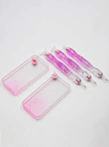 1Set Replacement Nibs For New Design Curve Pens Suitable For 5D Diamond Painting - DIY Art Paint Brush Kit With 6 Replaceable Plastic Heads And Glue, Perfectly Suited Resin Pen Tips Ideal For Dotting Drillers, Great For DIY Arts Projects & Nail Art Accessories