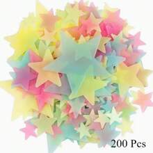 100pcs/200pcs Glow In The Dark Stars, Fluorescent Wall And Ceiling Star Stickers, Make The Bedroom Twinkle Like The Night Sky, Bedroom Decorations, Home Decoration (Note!!! This Product Needs To Absorb Light Source To Glow- If You Mind, Please Don't Buy It) Wall Decor Wall Sticker Personalised Stickers