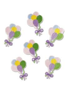 6 Stücke bunte Ballon-Muster bestickter Gewebe-Aufnäher, Cartoon süßer Stil Polyester selbstklebender Näh-Applikations-Aufnäher für Kleidung, Taschen, Schuhe, Hüte, Heimdekoration