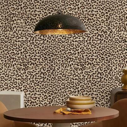 Fashion Leopard Vinyl PVC Decorative Wallpaper Waterproof Vinyl Contact Paper DIY Self Adhesive Wallpaper Yellow Leopard Wallpaper Peel Stick Large Rolls For Bedroom Decoration Wallpaper 17.32*393.7 Inch