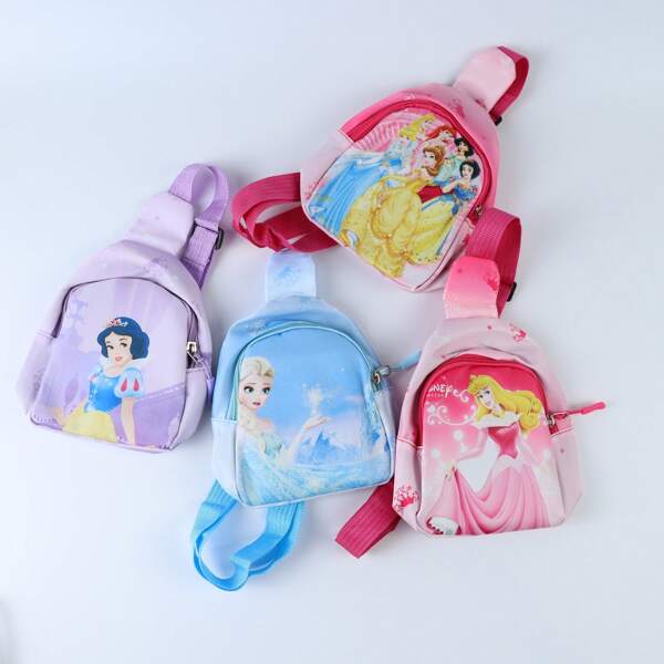 Disney Bolso bandolera de la Princesa Elsa de Frozen de Disney - Diseño de dibujos animados lindo con correa ajustable, estampado animal, perfecto para uso casual - Nailon lavable para ir al colegio