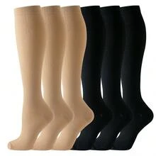 1/6 双装 黑色 米色 白色 蓝色 灰色 运动跑步骑行铜纤维压缩袜 男女通用 女士长袜 跑步支撑 女士运动小腿袜 - 彩色 - 查看 38