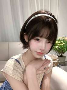 1 Piece Of Natural Black Synthetic Heat-Resistant Short Hair, 12 Inches Long, Made Of Fiber, Suitable For Daily Use, Natural And Realistic Wig. - Natural Black - View 2