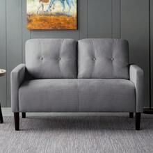 Nivtlpre Modern Compact Loveseat Sofa - Space-Saving Design With Durable Wood & Iron Frame, 6 Color Options - Light Grey - View 11