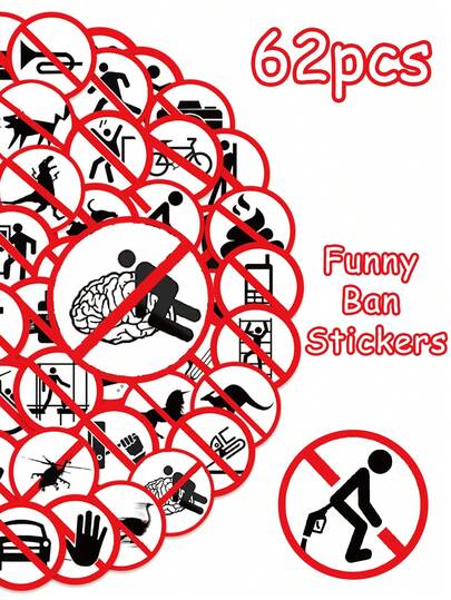 62Pcs Funny Meme Stickers, Humorous Decal Art, PVC, For Phone Case, Laptop, Desktop, Water Cup DIY Decoration