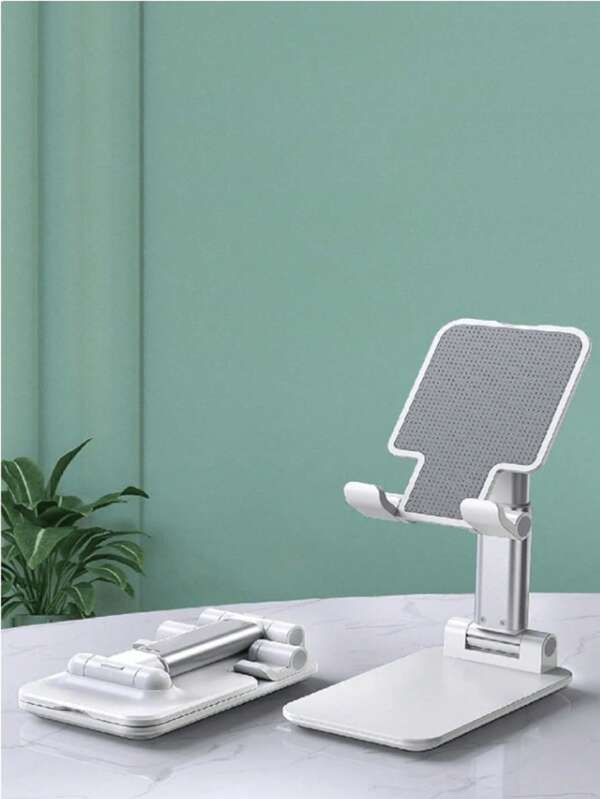 1 pieza Soporte plegable blanco para teléfono móvil y tableta, soporte de escritorio ajustable con altura y ángulo flexible, diseño portátil y de manos libres, adecuado para teléfonos inteligentes y tabletas, accesorio ideal de oficina (color aleatorio)