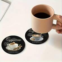 6pcs Black Coffee Pattern Drink Coasters, Silica Gel Coasters - Suitable For Tea, Coffee And Drinks - Ideal Home And Restaurant Decor, Exquisite Holiday Gifts, With Artistic Prints, Kitchen Supplies, Soft Home Decor - Multicolor - View 7