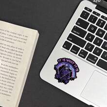 VS098 It Is What It Is Shrugging Reaper Vinyl Sticker / Skeleton With Dripping Rainbow / Funny Pastel Goth Decal / Dark Vibes, School Supplies,Back To School