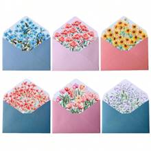 Set da 6 pezzi di buste e carta da lettere a tema floreale romantico, con buste ed carta con eleganti motivi floreali, adatti per lettere d'amore, note, matrimoni, inviti, delicata carta da lettere e buste floreali, buste per cartoline, forniture scolastiche, back to school