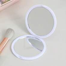 1 Stück tragbarer, faltbarer Kosmetikspiegel zum Selbermachen mit Cremekleber und 360°-Klappdeckel für Make-up, Reisen, Handtasche, Büro, Schule, Zuhause und Frauen, Mädchen, Teenager – kompakter runder Spiegel (blau/pink)