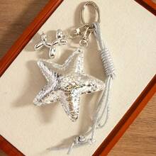 1 Pc Versatile Fashionable Silver Star Foil Balloon Dog Braided Rope Bag Charm Creative Keychain Pendant Goth - Multicolor - View 4