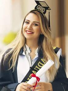 2pcs-Class Of 2025 Graduation Shoulder Strap & 'grad' Headband Set, Party Decoration,Graduation Headband And Shoulder Straps For Congrats Grad Party Supplies Bachelor Cap Headband With Doctoral Hat Black Sash Satin Tassels Tiaras For Graduation Party Dress Up Favor Photo,Holiday Festival Carnival Dress Up Party Supplies