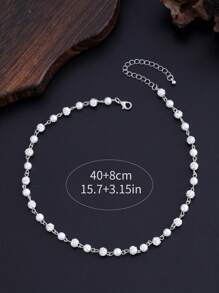 1 pièce Collier à strass et perles de style punk simple et , à porter au quotidien ou à offrir à des amis lors d'occasions spéciales