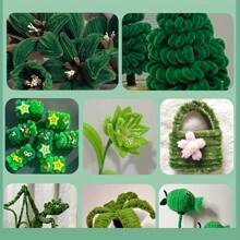 Paquete de valor de 100 piezas de limpiapipas de tela flexible de colores surtidos para suministros de manualidades y decoraciones caseras, juego de torsión con dos opciones de color, kits de flores de limpiapipas