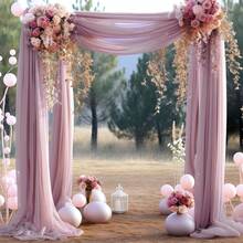 75*300cm/75*600cm 1pc Wedding Arch Draping Fabric Chiffon Outdoor Curtain Backdrop Sheer Arch Drapes For Thanksgiving Christmas Wedding Ceremony Party Ceiling Decoration Wedding Draping Fabric, Lavender Sheer Fabric For Draping Chiffon Fabric Drapes For Wedding Arch Decor - Coral Pink - View 5