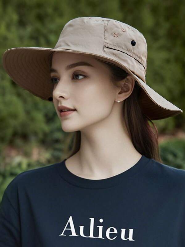 Foldable Wide Brim Sun Hat For Women & Men, Breathable Outdoor Sun Protection Bucket Hat For Fishing, Camping, Hiking, Classic Solid Color, Lightweight And Breathable
