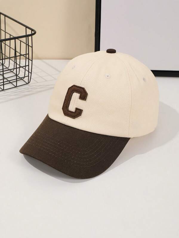 1pc Men's Oatmeal C Letter Printed Baseball Cap, Fashion Versatile Casual Hat For Daily Wear
