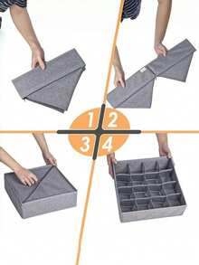 16/24 Cell Sock Underwear Organizer …Dividers, Fabric Foldable Drawer Organizer For Dresser Closet Organizers And Storage Boxes For Organizing Socks, Underwear, Ties - Grey - View 6