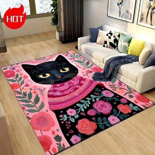 A Large Area Rug With Modern Style, Featuring Adorable Animal Patterns That Complement Various Home Decors. Made Of High-Density Material With Anti-Slip Particles On The Bottom For Enhanced Friction.
