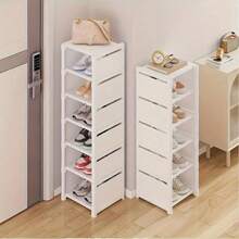 Prateleira Vertical Organizadora de Sapatos com 8 Andares, Gabinete de Armazenamento Estável e Econômico de Espaço, Estrutura de Metal Firme e Fácil DIY de Tecido Não Tecido, Ideal para Closet, Entrada, Corredor e Quarto