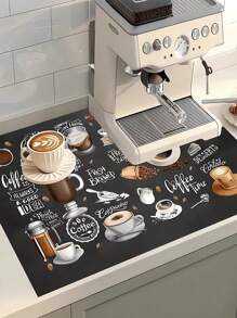 1pc Coffee Machine Kitchen Countertop Drip Mat, Water Dispenser Strong Absorbent Mat, Insulated Coaster, Oil-Proof Table Mat, Coffee Bar Mat Accessories For Countertop Super Absorbent Non-Slip Silicone Dish Drying Mat For Kitchen Countertop Drain Mat Decorative Gift Suitable For Coffee Machine Coffee Pot Espresso Machine Christmas Holiday Gift