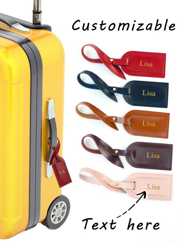 1 Stück Personalisierte individuelle goldeingeprägte Buchstaben, Groß- und Kleinbuchstaben Namen, hochwertige und einfache Reisegepäck-Accessoires aus PU-Leder, hochwertige Gepäckanhänger, Bordkarten, Einfarbige, unisex Anti-Verlust-Identifikationszeichen
