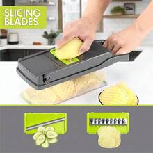 16pcs Vegetable Chopper Multifunctional Slicer, Kitchen Tool For Easy Salad Making With Interchangeable Blades, Party Cooking Gadget