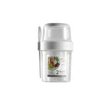 1pc Breakfast On The Go Cups, Salad Cup To Go, Take And Go Yogurt Cereal Overnight Oats Snack Parfait Containers & Salad Dressing Holder With Fork For Lunch, Fruit & Vegetable Jar