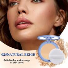 Polvo compacto multicolor, de larga duración, resistente al agua y al sudor, control de grasa, ligero, transpirable, apto para todos los tonos de piel, incluye borla, regalo ideal para maquillaje natural