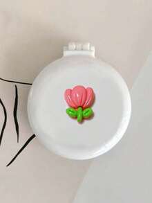 1 件郁金香花朵便携式气囊镜梳，可折叠口袋化妆镜，花朵设计紧凑型桌面镜，女士和女孩便携式旅行镜，化妆和外观镜梳二合一，旅行用品，婚礼，派对，生日礼物，配饰