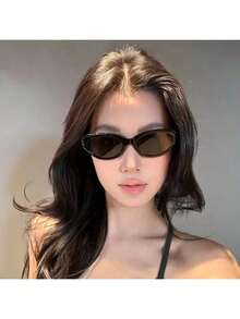 1pc Women's Retro Black Geometric Frame Footwear Decoration Fashion Fashion Glasses