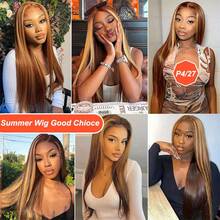 Straight Lace Front Wigs Human Hair P4/27 Highlight Ombre 4x4, 5x7, 13x4 Lace Wigs 230% Density Ultra-Light Glueless Human Hair Wigs For Women With Baby Hair Comfortable, Breathable, Daily Use, Parties, Dating, All Seasons Must-Have!