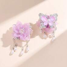 2 bucăți de lanț de găurit cu curea cu fluture și flori, poate purta mărgele cu gaură dreaptă, potrivit pentru lanțul de telefon mobil DIY, breloc, pandantiv auto, lanț de geantă și alte accesorii de artizanat