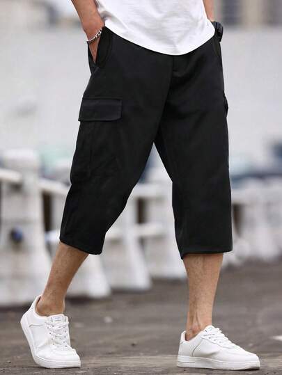 1pc Teens/Boys Loose Casual 3/4 Length Cargo Shorts, Versatile Summer Daily Wear, Spring/Summer/Autumn