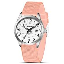 BIDEN 1pc Fashionable Women's/Men's Watch, Neutral Casual Quartz Watch, 30M Waterproof, Female Nurse/Doctor/Medical Special Time, Night Light Easy To Read Dial Watch+Free Box - Pink - View 4