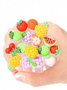 Cepillo de pestañas en forma de tubo con diseño de frutas de dibujos animados, cepillo de pestañas de cristal portátil y redondo para el peinado de pestañas